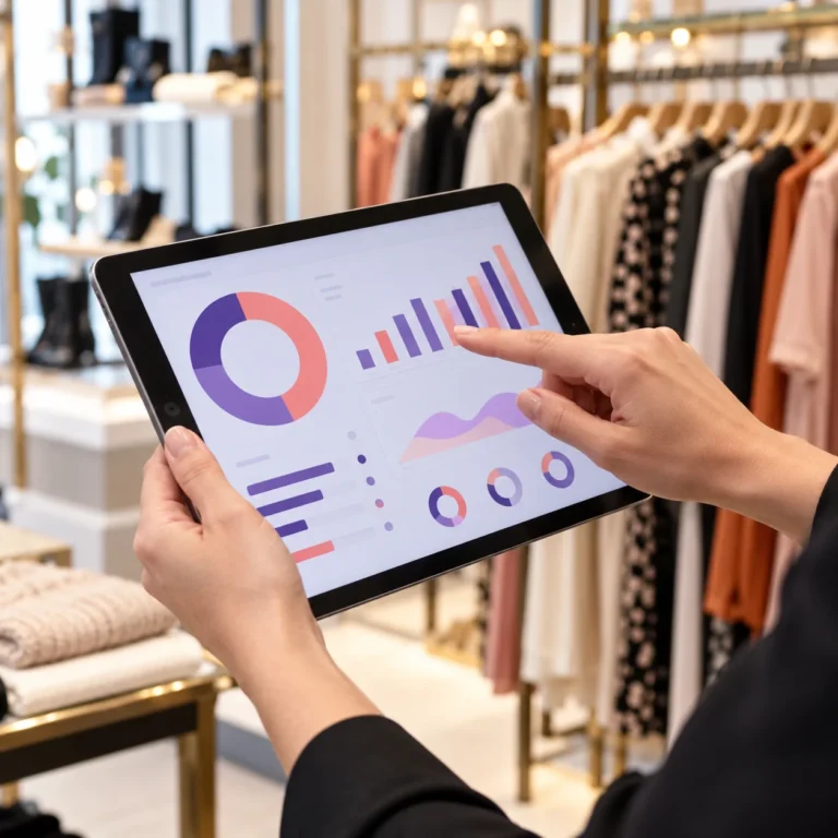 Mağazada tablette e-ticaret verilerini inceleyen kişi
